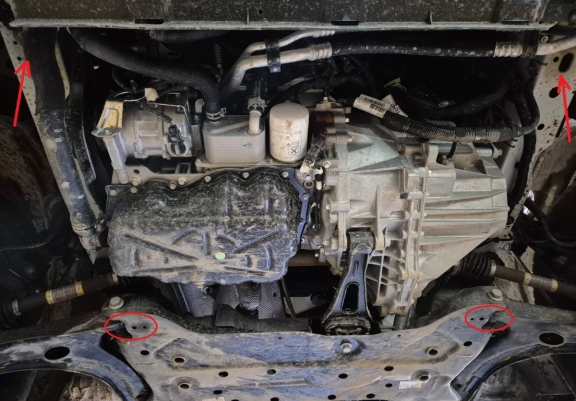 Aluminum skid plate for Ford Transit FWD