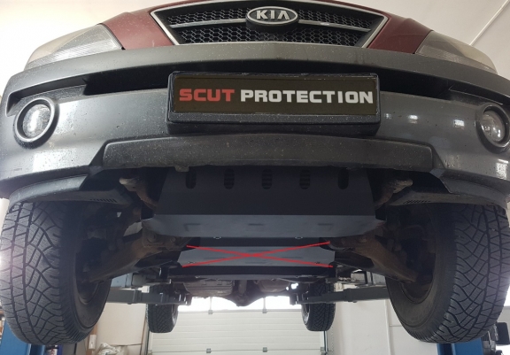 Steel skid plate for the protection of the engine and the radiator for Kia Sorento
