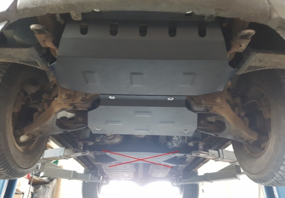 Steel skid plate for the protection of the engine and the radiator for Kia Sorento