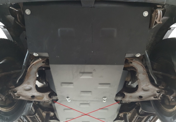 Steel skid plate for the protection of the engine and the radiator for Mitsubishi Pajero Sport 1