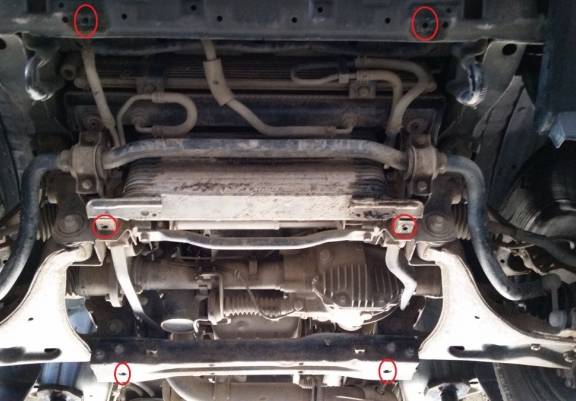 Steel skid plate for the protection of the engine and the radiator for Mitsubishi Pajero 4 (V80, V90)