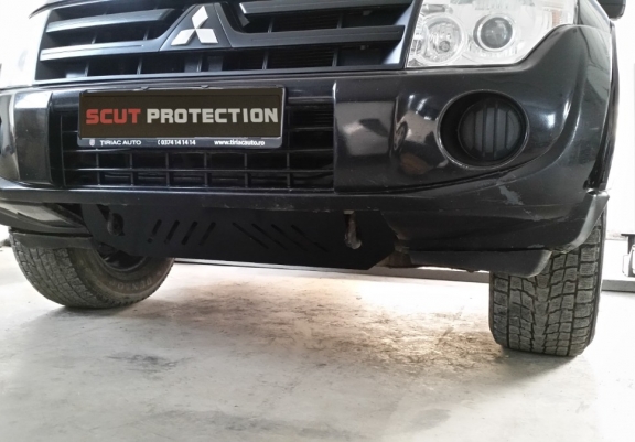 Steel skid plate for the protection of the engine and the radiator for Mitsubishi Pajero 4 (V80, V90)