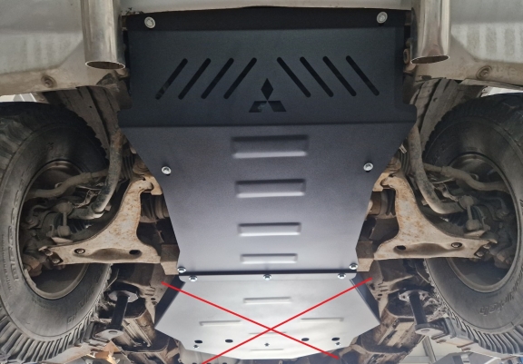 Steel skid plate for the protection of the engine and the radiator for Mitsubishi Pajero 3 (V60, V70) Vers. 2.0