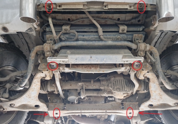 Steel skid plate for the protection of the engine and the radiator for Mitsubishi Pajero 3 (V60, V70) Vers. 2.0